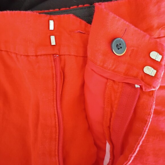 Zara Woman Red Flared Linen Pants | High Waist Wide Leg Trousers | Size XS - Picture 6 of 8
